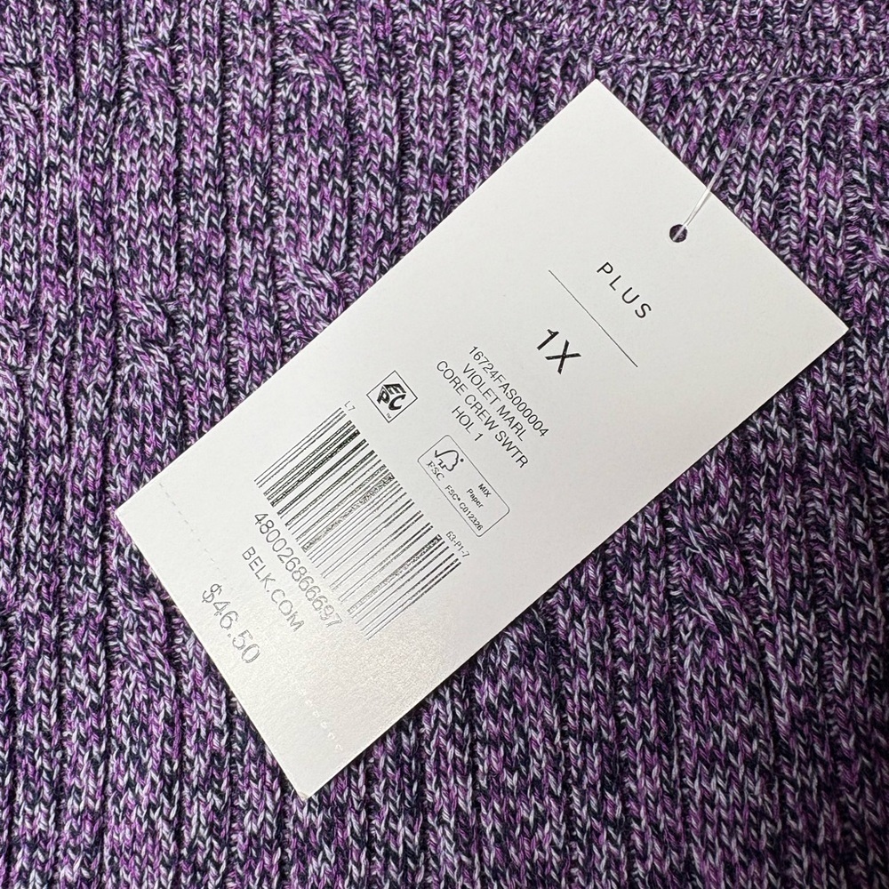 Kim Rogers Cable Crew Sweater Women’s Plus Sz 1X Purple Marbled Classic NWT - Picture 4 of 14